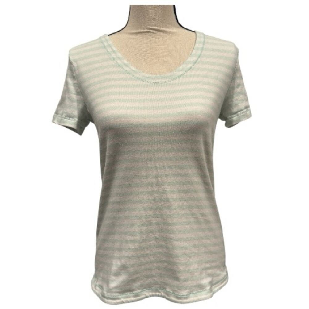 T by Talbots Mint Green Stripe Scoop Neck Short Sleeve Tee